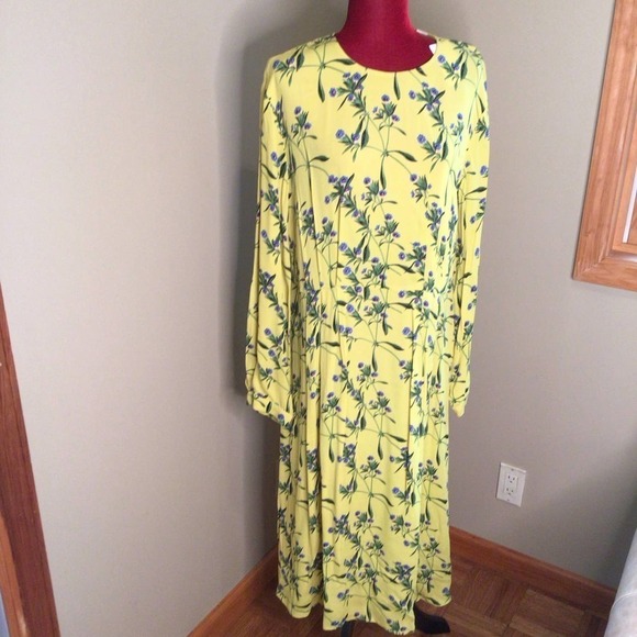 NWT H&M Yellow Floral Dress sz 12 - Picture 1 of 6